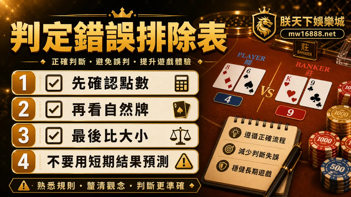 判定錯誤排除表|朕天下娛樂城 百家樂判定錯誤排除表資訊圖