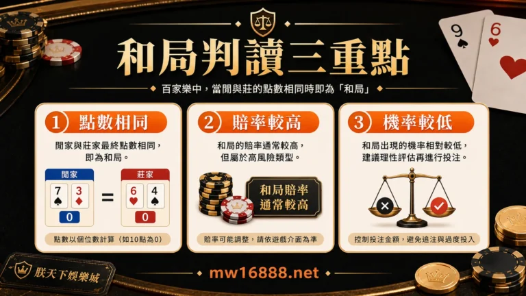 百家樂和局判讀包含點數相同賠率較高機率較低
