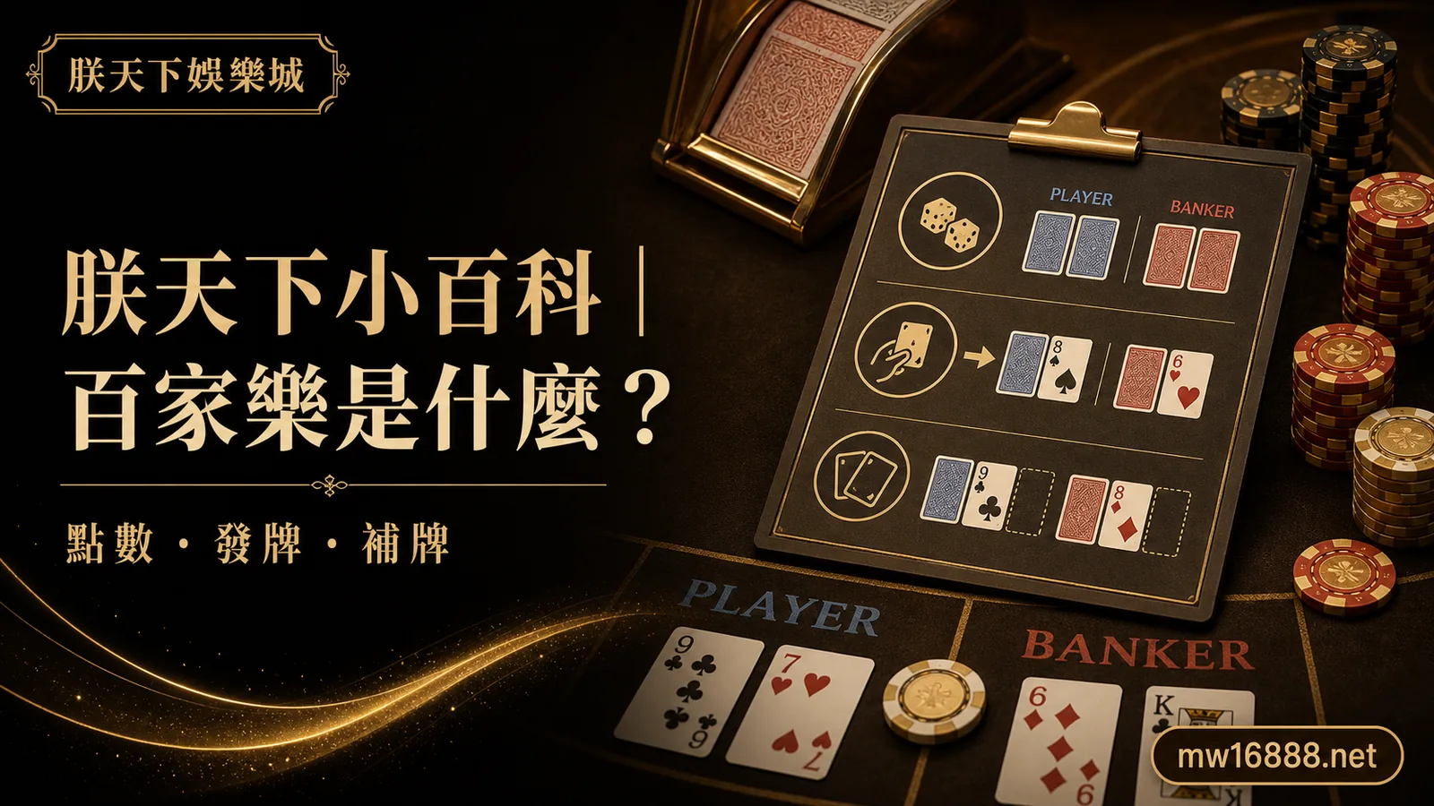 朕天下小百科｜百家樂是什麼？點數、發牌、補牌與賠率一次說清｜朕天下娛樂城 baccarat-intro