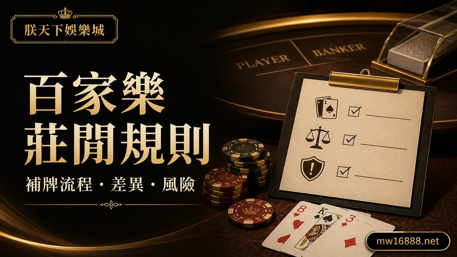 朕天下小百科｜百家樂莊閒規則差在哪？補牌流程、結算差異與風險提醒｜朕天下娛樂城 baccarat-banker-vs-player