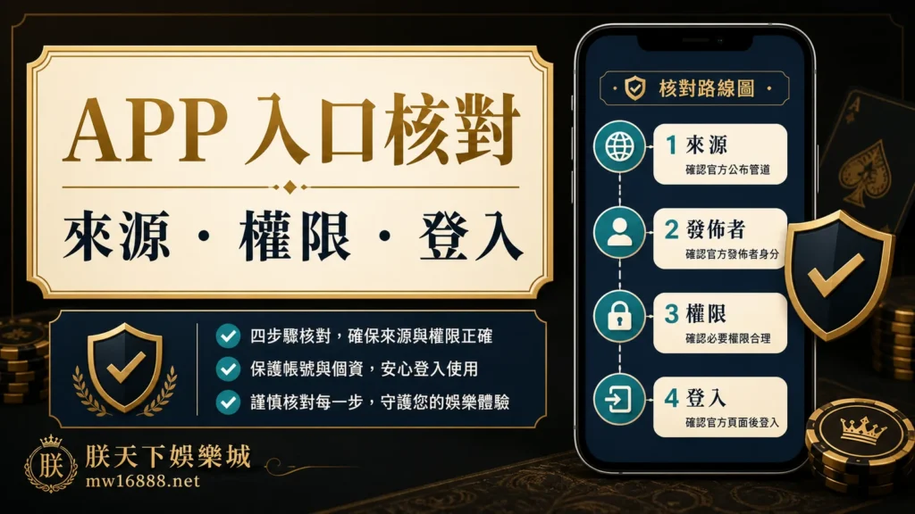 朕天下娛樂城 APP 入口來源權限與登入核對資訊圖