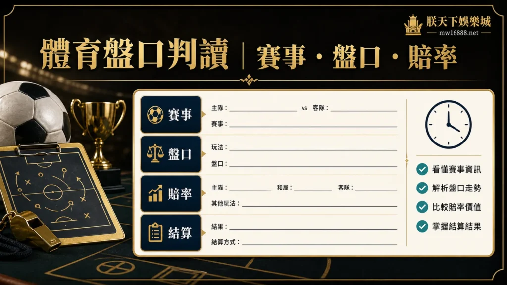 朕天下娛樂城體育盤口判讀，整理賽事盤口賠率與結算欄位