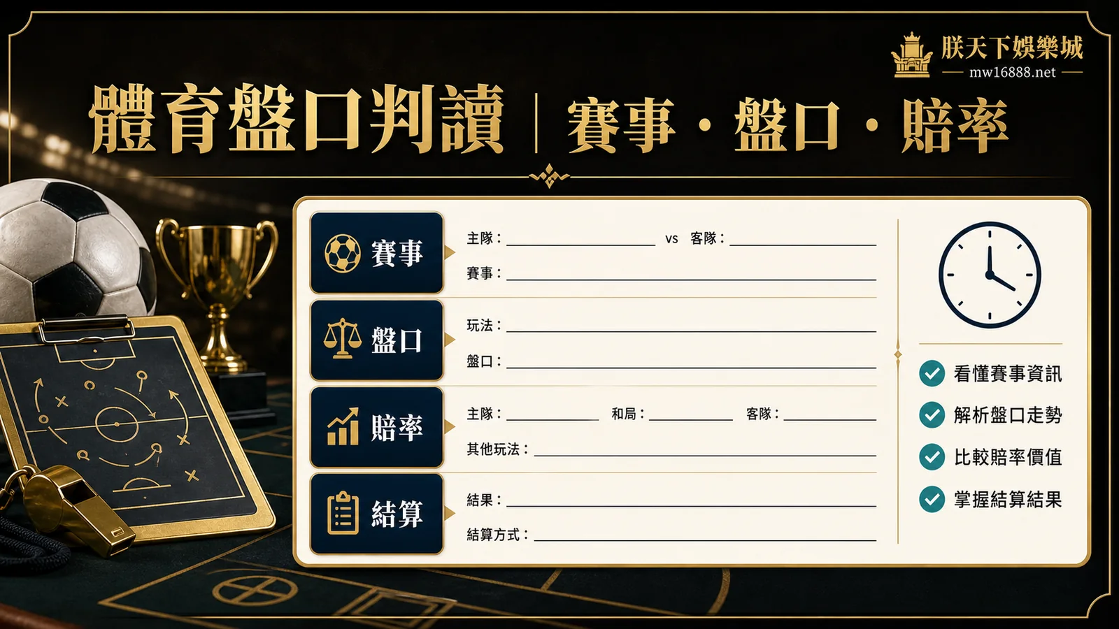 朕天下娛樂城體育盤口判讀，整理賽事盤口賠率與結算欄位